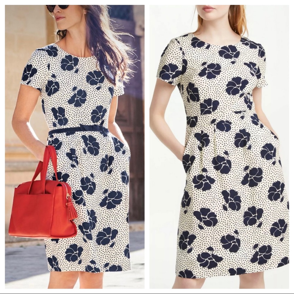 Boden Sierra Floral Print Textured Dress - Picture 1 of 12